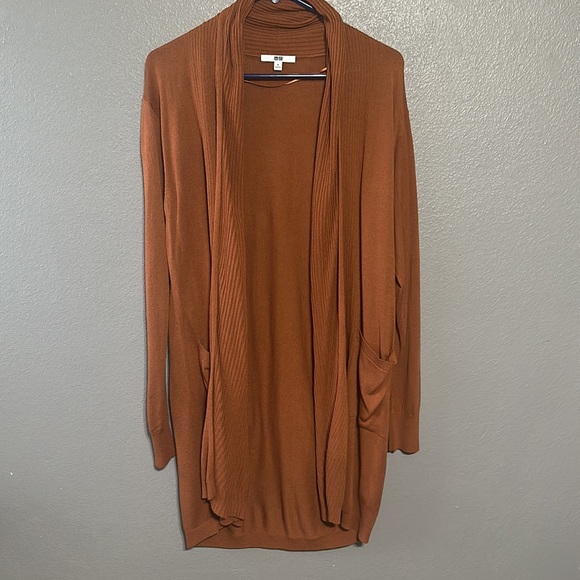 Uniqlo brand Size Medium open front Cardigan Cinnamon Color - Picture 14 of 15